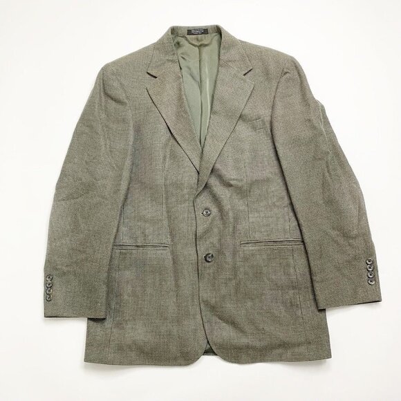 Oscar De La Renta Blazer Sport Coat Suit Jacket Brown Gray Silk Wool 40R - Picture 1 of 12